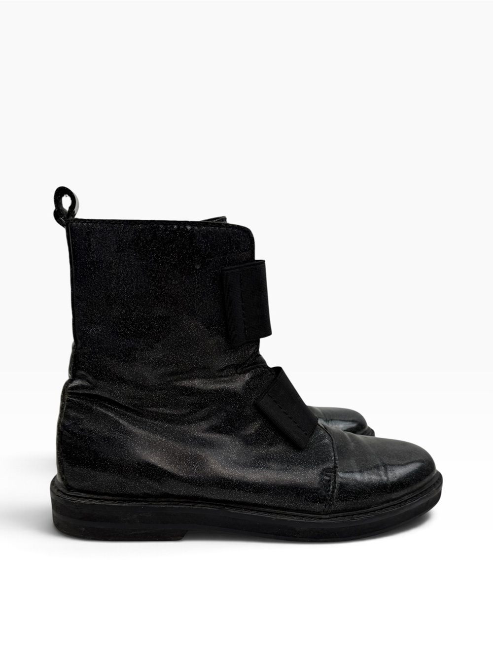 Donald Pliner NURGA K2 Black Metallic Leather Harness Boots 9.5